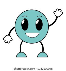 line color glad emoji expression with arms and legs