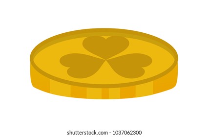 line color gold coin money with clover sign
