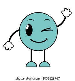 line color good emoji expression with arms and legs