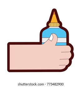 line color hand with glue school tool to study