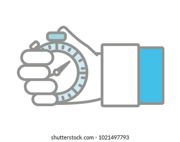 line color hand man with chronometer time object