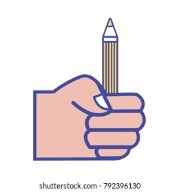 line color hand with pencil school utensil to study