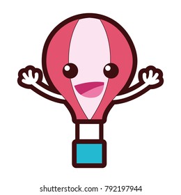 line color happy air balloon kawaii with arms