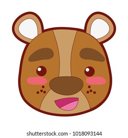 line color happy bear head wild animal