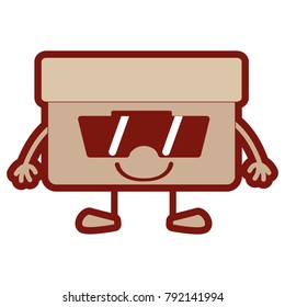 line color happy box archive kawaii with arms and legs