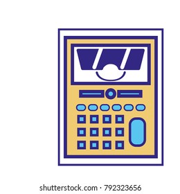 line color happy calculator object kawaii with sunglasses