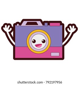 line color happy camera technology kawaii with arms