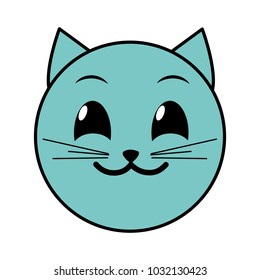 line color happy cat face emoji expression