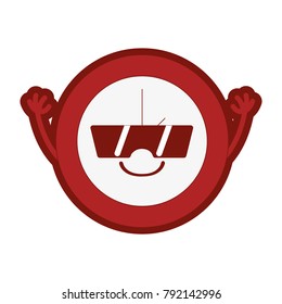 line color happy circle clock kawaii with arms