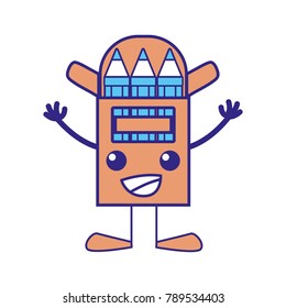 line color happy colored pencil kawaii with arms and legs
