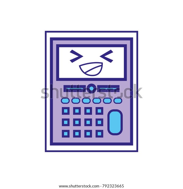 line color\
happy and cute calculator object\
kawaii