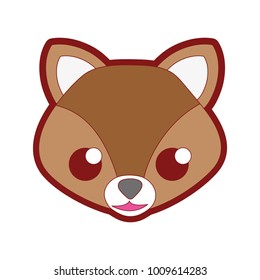line color happy fox head cute animal