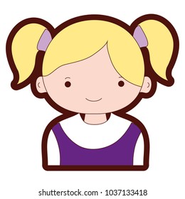 line color happy girl with two tails hair
