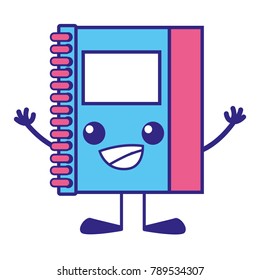 line color happy notebook object kawaii with arms and legs