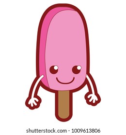 line color happy oval ice lolly kawaii