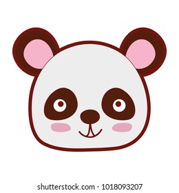 line color happy panda head wild animal