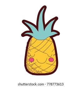line color happy pineapple fruit tender kawaii