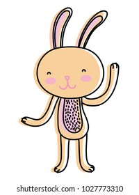 line color happy rabbit cartoon cute animal