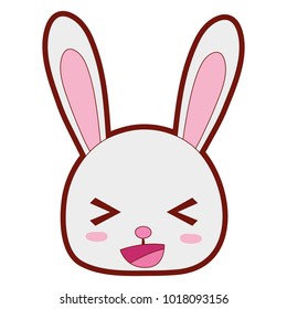 line color happy rabbit head wild animal