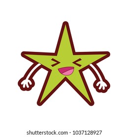 line color happy shiny star kawaii cartoon
