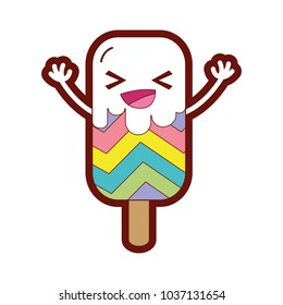 line color happy and sweet ice lolly and rainbow kawaii