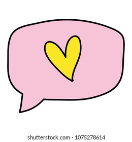 line color heart inside chat bubble text message