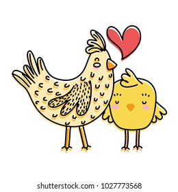 line color hen and chick love and family together