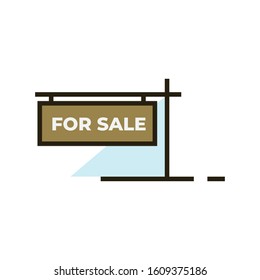 Line Color Icon, Real Estate Illustration Theme, House and Building.