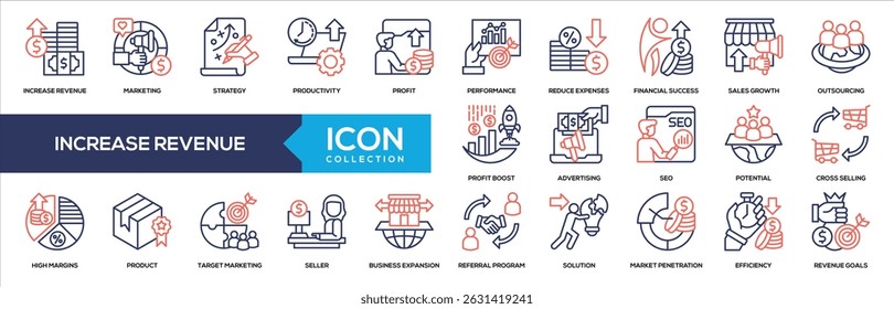 Line Color - Increase Revenue Icon Collection