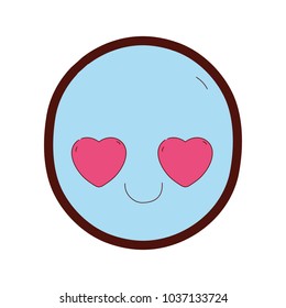 line color kawaii cute in love face expression
