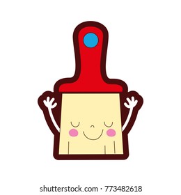 line color kawaii happy brush object with arms
