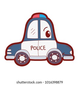 line color kawaii happy police car transport