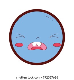 line color kawaii head with cute pity face