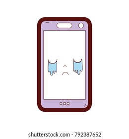 line color kawaii smartphone cute crying face