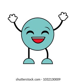 line color laugh emoji expression with arms and legs