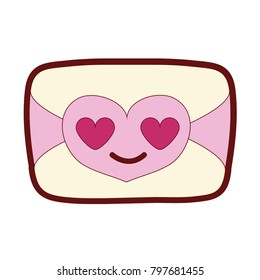 line color love card in love kawaii cartoon