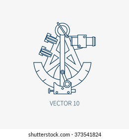 Line color marine icon. Nautical design element - sextant. Vector illustration.