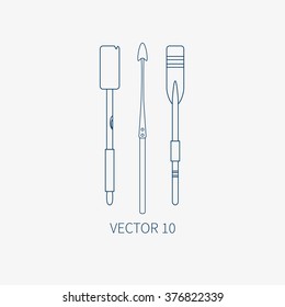 Line color marine icon. Nautical design element - paddle and harpoon. Vector illustration.