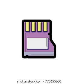 line color micro sd memory data technology vector illustration