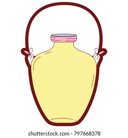 line color middle mason jar with wire handle design