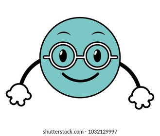 line color nerd emoji face expression with arms