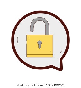 line color padlock sign of security inside chat bubble