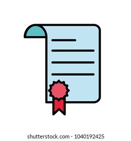 line color paper business document with medal sign