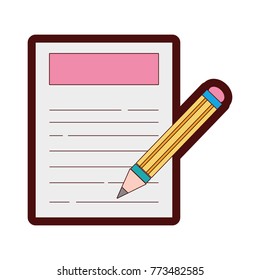 line color paper document with pencil tool design
