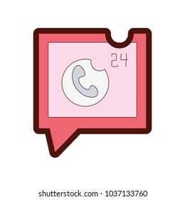 line color phone lost call sign inside square chat bubble