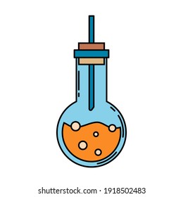 Line color plain medical pharmacology icon lab retort. Professional equipment symbol. Science, pharmacy, medic, chemistry background emblem element. Vector laboratory medical outline illustration.