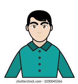 line color profile elegant man with shirt and hairstyle