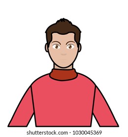 line color profile man with hairstyle design and shirt