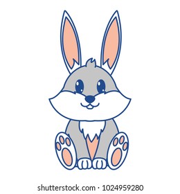 line color rabbit cute wild animal character