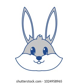 line color rabbit head cute animal character